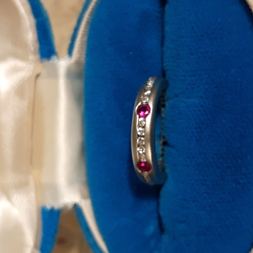 Vintage 925 CZ & Ruby eternity band